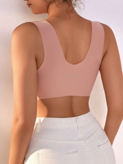 Lace Seamless Wirefree Push-up Pus size Full Coverage Bra Pink