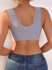 Lace Seamless Wirefree Push-up Pus size Full Coverage Bra Gray