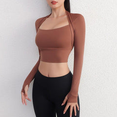 Long Sleeve Women's Yoga & Fitness Crop Tops with Pads
