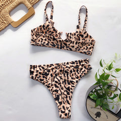 Yellow Leopard Ribbed Bikini Bottom