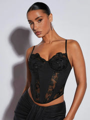 Contrast Mesh Bustier Cami Top