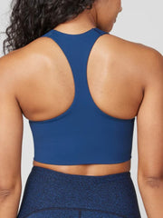 Longline Medium Impact Sports Wireless Bra Blue