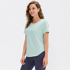 Short Sleeve Curved Hem Sports Top