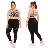 Plus Size Two Piece Printing Yoga Set