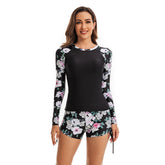 Floral Printed Rash Guard Swimsuit 2 Piece