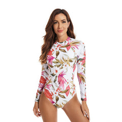 Rash Guard Long Sleeve One Piece Swimsuit Zipper Swimwear