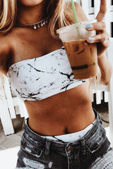 Marble Print High Waisted Bikini Bottom