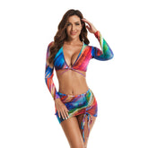 Long Sleeve Swimsuit 3 Piece Rash Guard Crop Tops