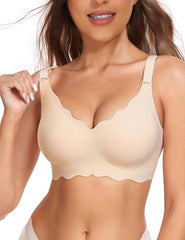 V-neck Seamless Wireless Bra Ivory