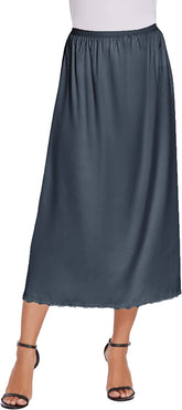 Avidlove Satin Half Slip Lace Long Underskirt S-XXL