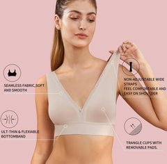 Bralettes for Women V-Neck Bras for Women Beige