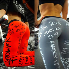 Letter Print Fitness & Workout Leggings