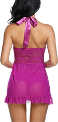 Avidlove Lingerie for Lace Babydoll Open Front Sleepwear Halter Nighty Chemsie XS-5XL