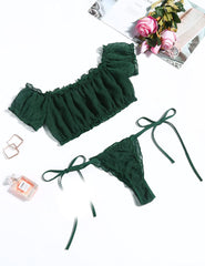 Avidlove Bra and Panty Set Ruffle Lingerie Set Mesh Babydoll Chemise