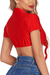 Avidlove Lingerie for Crop Top Tie up Shrug Cosplay Shirt Short Sleeve Bolero Cardigan