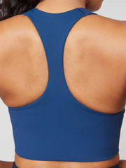 Longline Medium Impact Sports Wireless Bra Blue
