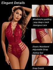 Avidlove Lace Bodysuit Teddy Lingerie Snap Crotch Lingerie One Piece Babydoll