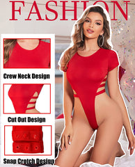 Avidlove Bodysuit Cut Out Short Sleeve Body Suits Leotard Tops Casual Daily Outfits T Shirts S-XXL