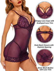 Avidlove Lingerie for Lace Chemises Strappy Babydoll Sleepwear Mini Dress S-XXXL