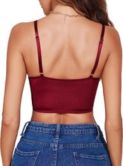 Avidlove Bustier Tops for Underwired Camisoles Two Layer Supportive Push Up Lace Bralette Cami Tank Top