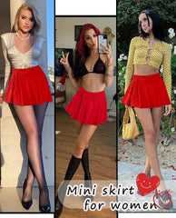 Avidlove Mini Skirt for Pleated Drawstring High Waist Skater Skirt Lingerie Skirts S-XXL