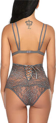 Avidlove Lingerie for High Waist Bra and Panty Set Strappy Babydoll Bodysuit