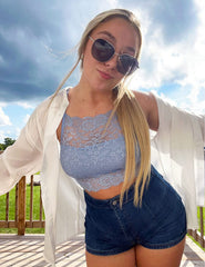 Avidlove Lace Bralette for High Neck Camisoles Racerback Double-Layered Crop Top