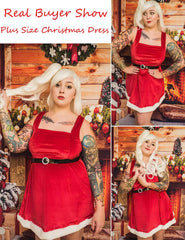 Avidlove Christmas Dress Santa Velvet A Line Dress for with Belt Babydoll Lingerie