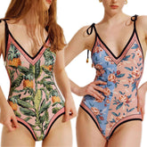 New Printed Slim Fit Reversible One-Piece Swimsuit - Pink