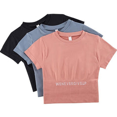 Breathable Short Sleeves Women's Yoga Fitness Crop Top