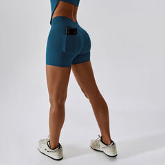 Backless Halter Workout Bra & Pockets Shorts Set