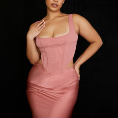 Square Neck Mesh Corset