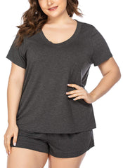 Soft V-Neck Short Sleeve Pajama Set