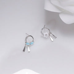 Asymmetric Blue Crystal Earrings