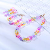 Acrylic Colorful Set Necklace Bracelet Earrings