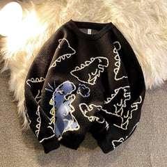 Harajuku Knitted Dinosaur Sweater