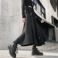 Splicing Buckle Gothic Skirt