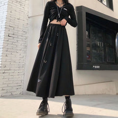 Splicing Buckle Gothic Skirt