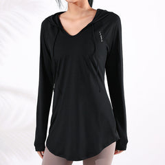 Quick Dry Loose Women's Hooded Yoga & Fitness Top