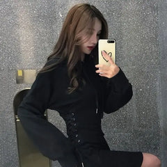 Long Sleeve Hooded Mini Dress