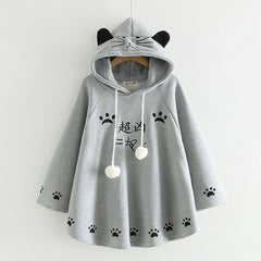 Kawaii Cat Ears Poncho Coat