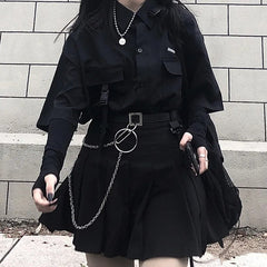 Korean Darkwear Clothing Set - Shirt & Skirt