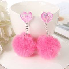 Cute Fur Heart Earrings