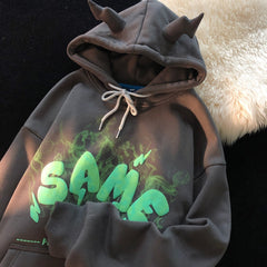 Preppy Style Horns Oversize Hoodie
