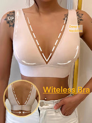 Seamless Push Up Wireless Sports Bralette Bras Beige