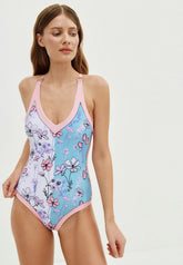 Women's 1 Piece Swimsuit + Vintage Printed Swimsuit - Color Matching