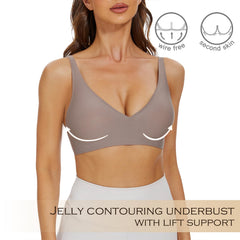 Wirefree Seamless Bra for Women Invisible Deep V Plunge Bra with Removeable Padding RosyBrown