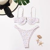 Ivory Floral Print Balconette Underwire Bikini Top