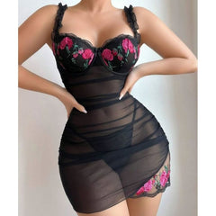 Lingerie Lace Nightdress Two Piece Set