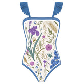 FLORAL PRINT ONE-PIECE SWIMSUIT - Blue